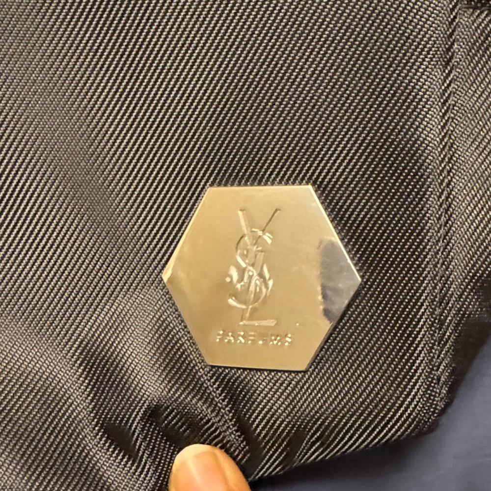 Yves Saint Laurent Gray Textured Accessory with Silver Accent